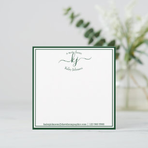 Mit Monogramm Wald grün vom Schreibtisch von Dankeskarte