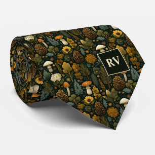 Mit Monogramm Wald Pilz Herbst Pineca Krawatte