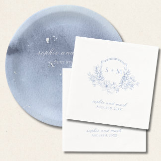 Mit Monogramm Wappen Blauer Blume Serviette