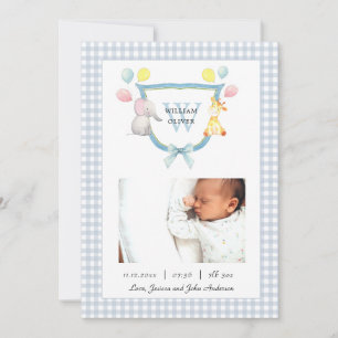 Mit Monogramm Wappen mit Aquarelltier Geburt Ankündigung