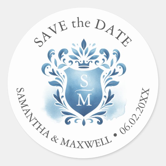 Mit Monogramm Wappen Runder Aufkleber (Vorderseite)