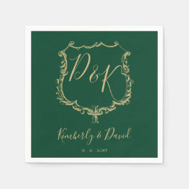 Mit Monogramm Wappen und Waldgrüne Hochzeit Serviette