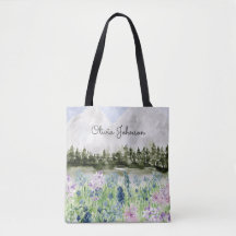 Mit Monogramm Wasserfarbe Blau Lila Blume Wiese