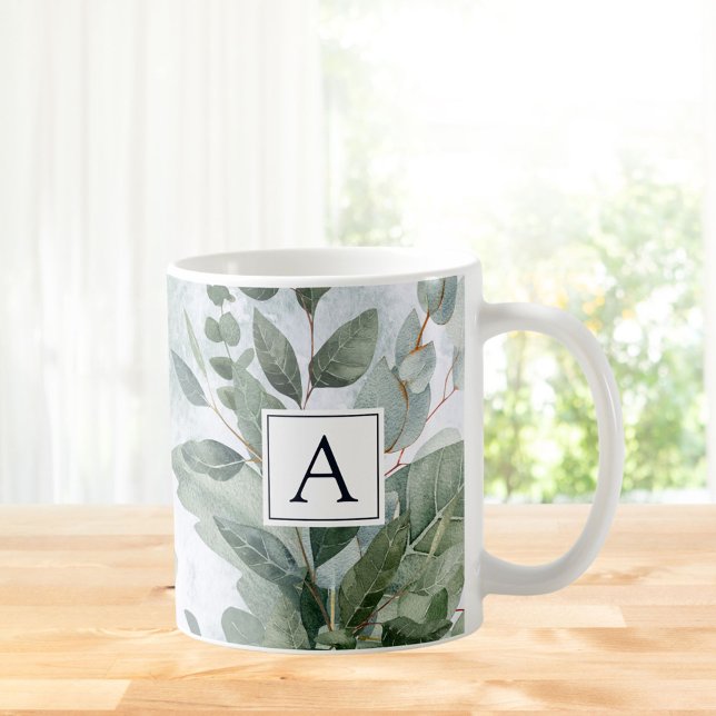 Mit Monogramm Wasserfarbe Rustikale Gewächshäuser Kaffeetasse (In situ Kitchen table)