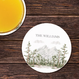 Mit Monogramm Wasserfarbengebirge und Wald Getränkeuntersetzer