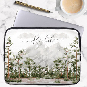 Mit Monogramm Wasserfarbengebirge und Wald Laptopschutzhülle