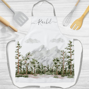 Mit Monogramm Wasserfarbengebirge und Wald Schürze