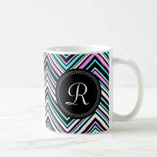 Mit Monogramm weibliches Stammmuster Zickzack Tasse