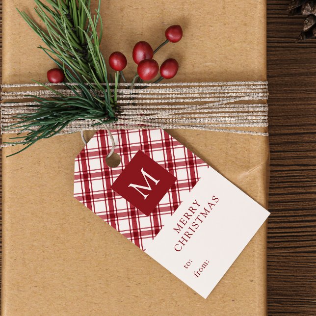 Mit Monogramm Weihnachten Geschenkanhänger (Monogrammed Red Christmas Gift Tags
)