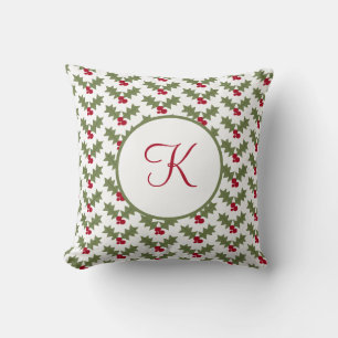 Mit Monogramm Weihnachten Holly Red Berry Green Bl Kissen
