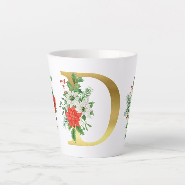 Mit Monogramm Weihnachten Latte Tasse - Goldbrief (Vorderseite)