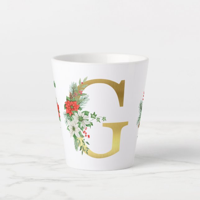 Mit Monogramm Weihnachten Latte Tasse - Goldbrief (Vorderseite)
