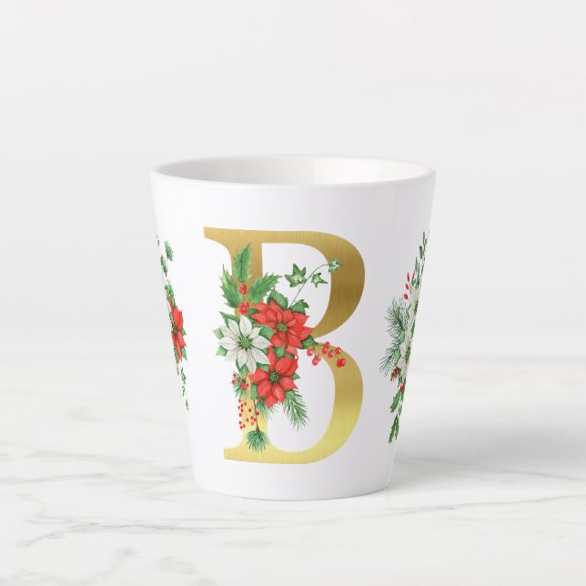 Mit Monogramm Weihnachten Latte Tasse - Goldbrief (Vorderseite)