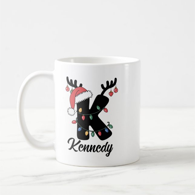 Mit Monogramm Weihnachten |Personalisierter Urlaub Kaffeetasse (Links)