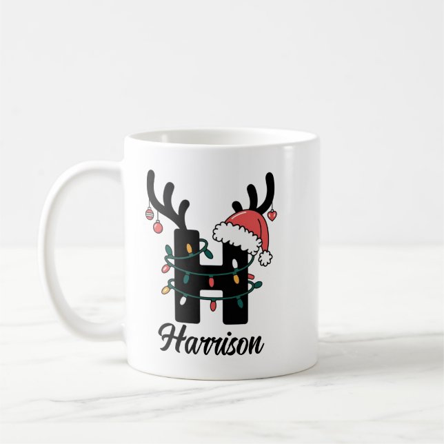 Mit Monogramm Weihnachten |Personalisierter Urlaub Kaffeetasse (Links)