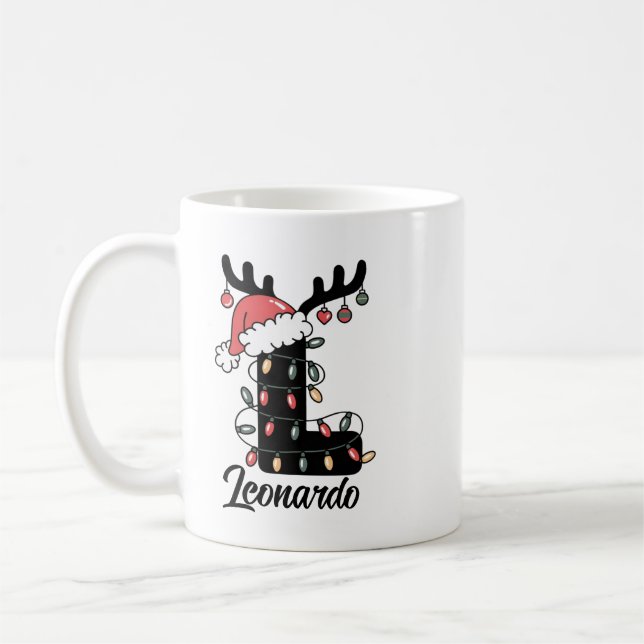 Mit Monogramm Weihnachten |Personalisierter Urlaub Kaffeetasse (Links)