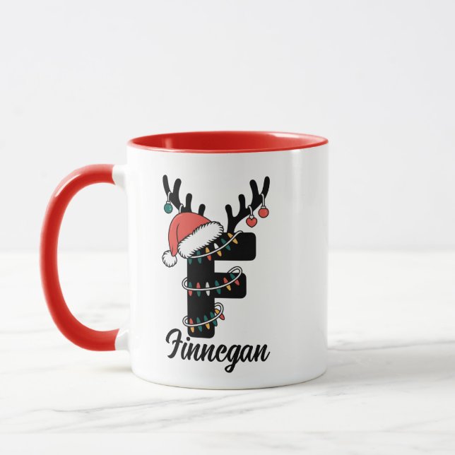 Mit Monogramm Weihnachten |Personalisierter Urlaub Tasse (Links)