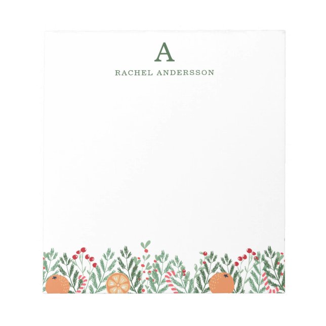 Mit Monogramm Weihnachts-Blume Notepad Notizblock (Vorderseite)