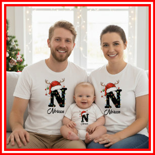 Mit Monogramm Weihnachtsantler-Weihnachtsmannmütze T-Shirt