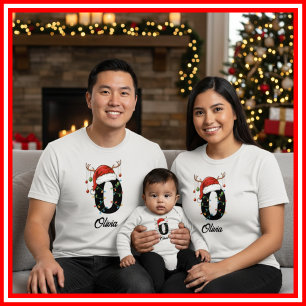 Mit Monogramm Weihnachtsantler-Weihnachtsmannmütze T-Shirt