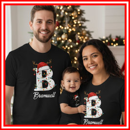 Mit Monogramm Weihnachtsantler-Weihnachtsmannmütze T-Shirt