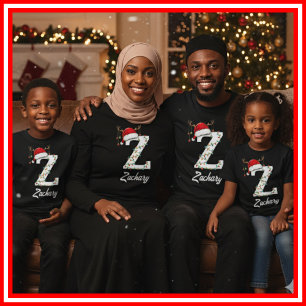 Mit Monogramm Weihnachtsantler-Weihnachtsmannmütze T-Shirt