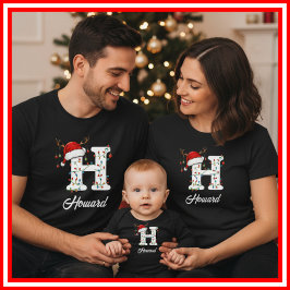 Mit Monogramm Weihnachtsantler-Weihnachtsmannmütze T-Shirt