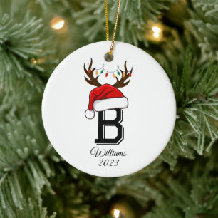 Mit Monogramm Weihnachtsfamilie Keramik Ornament