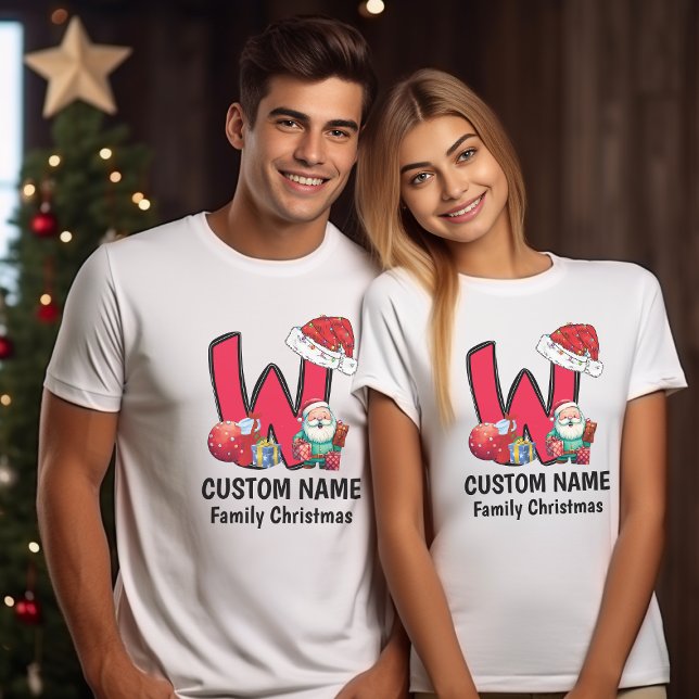Mit Monogramm Weihnachtsfamilien personalisieren m T-Shirt (Von Creator hochgeladen)
