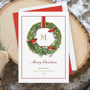 Mit Monogramm Weihnachtskranz Feiertagskarte