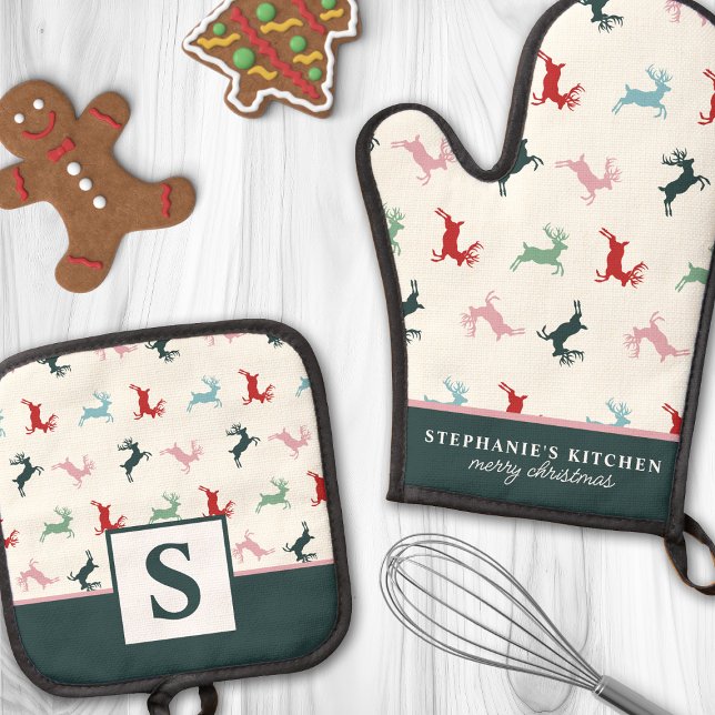 Mit Monogramm Weihnachtsmann Ofenhandschuh & Topflappen-Set (Von Creator hochgeladen)