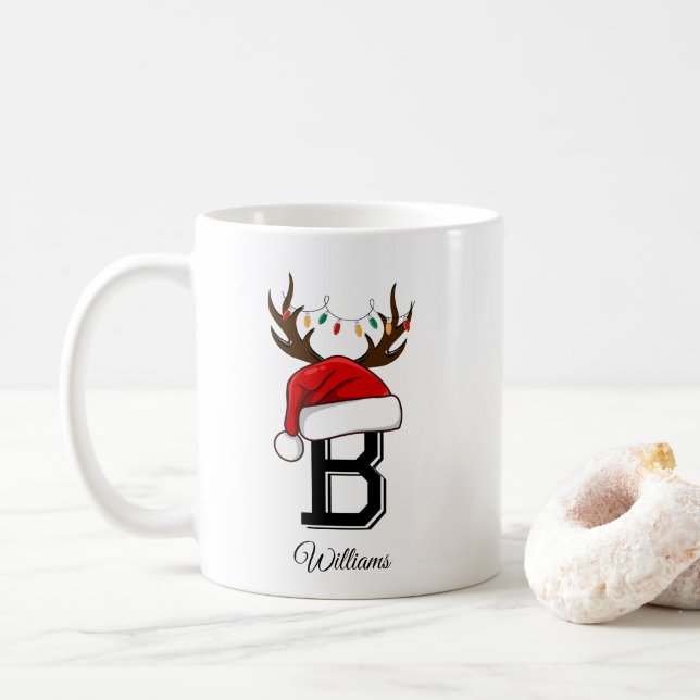 Mit Monogramm Weihnachtsmatte Kaffeetasse (Mit Donut)
