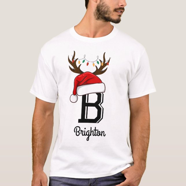 Mit Monogramm Weihnachtsmatte T-Shirt (Vorderseite)