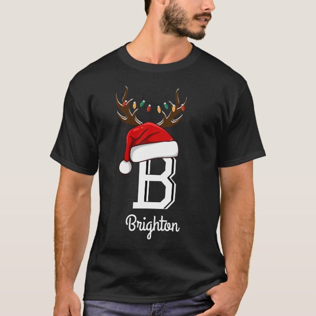 Mit Monogramm Weihnachtsmatte T-Shirt (Vorderseite)