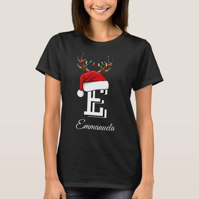 Mit Monogramm Weihnachtsmatte T-Shirt (Vorderseite)