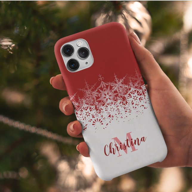 Mit Monogramm Weihnachtsschneeflocken Case-Mate iPhone Hülle (Von Creator hochgeladen)