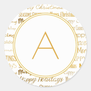 Mit Monogramm Weihnachtstypografie Trendy Runder Aufkleber