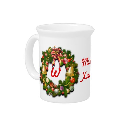 Mit Monogramm WeihnachtsWreath Getränke Pitcher
