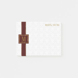 Mit Monogramm weißer Damast Post-it Klebezettel