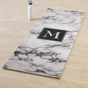 Mit Monogramm weißer und schwarzer Marmor Yogamatte