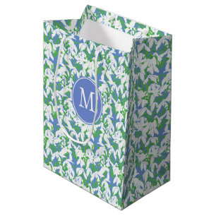 Mit Monogramm weißes Snowdrops auf weich Blau Mittlere Geschenktüte