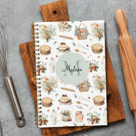Mit Monogramm Whimsical Floral Erdbeere Rezept Notizbuch