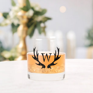 Mit Monogramm Whiskey-Glas mit Hirschgeflecht-Logo Whiskyglas