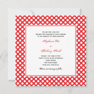 Mit Monogramm White and Red Polka Dot Wedding Einladung