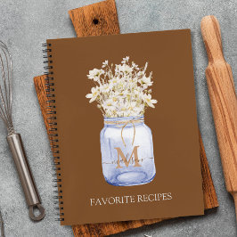 Mit Monogramm White Daisy Blume in Mason Jar Rezep Notizbuch
