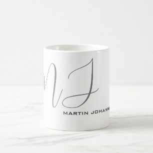 Mit Monogramm-White Gray Personal Custom Modern Kaffeetasse