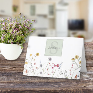 Mit Monogramm Wildblume Dankeskarte