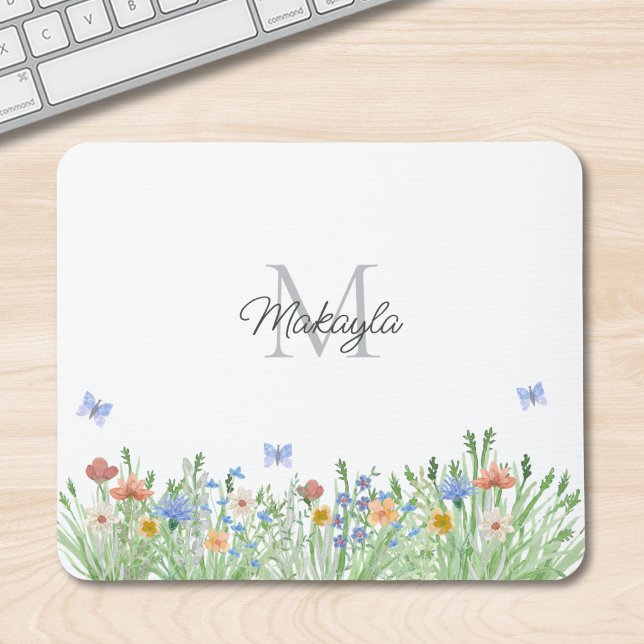 Mit Monogramm Wildblume Mousepad (Von Creator hochgeladen)