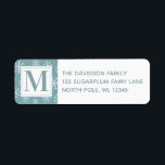 Mit Monogramm Winterschneeflocken<br><div class="desc">Dieses Mit Monogramm Winterschneeflocken-Adressetikett zeichnet sich durch ein blaues und weißes Schneeflockenmuster aus. Perfekte Ergänzung zu Ihren Urlaubskarten</div>