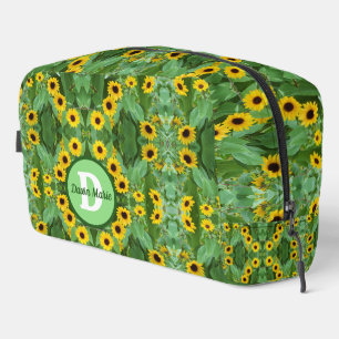 Mit Monogramm Wirbel von Sonnenblumen bedruckt Waschbeutel